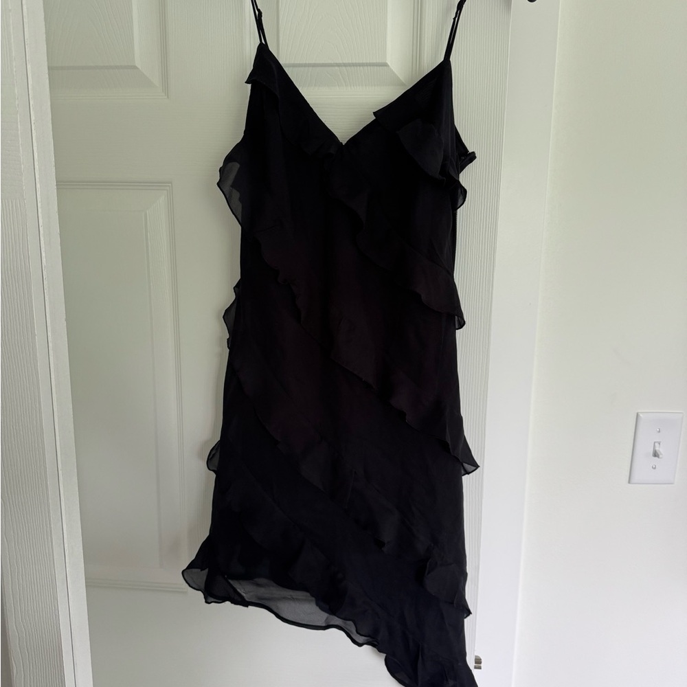 Abercrombie & Fitch Black Ruffled Asymmetrical Mini Dress